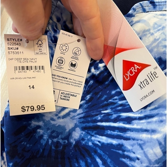 Lands’ End adjustable V-neck tankini size 14 - Picture 9 of 9